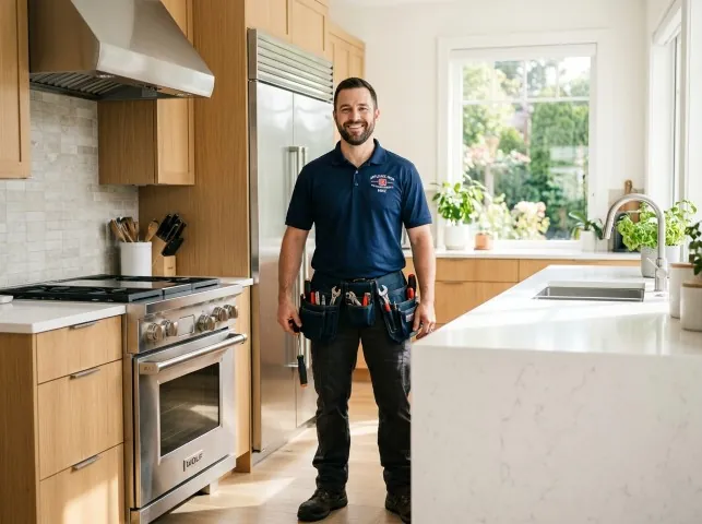 Appliance Repair Hero technician in a Abingdon, MD kitchen after an appliance repair